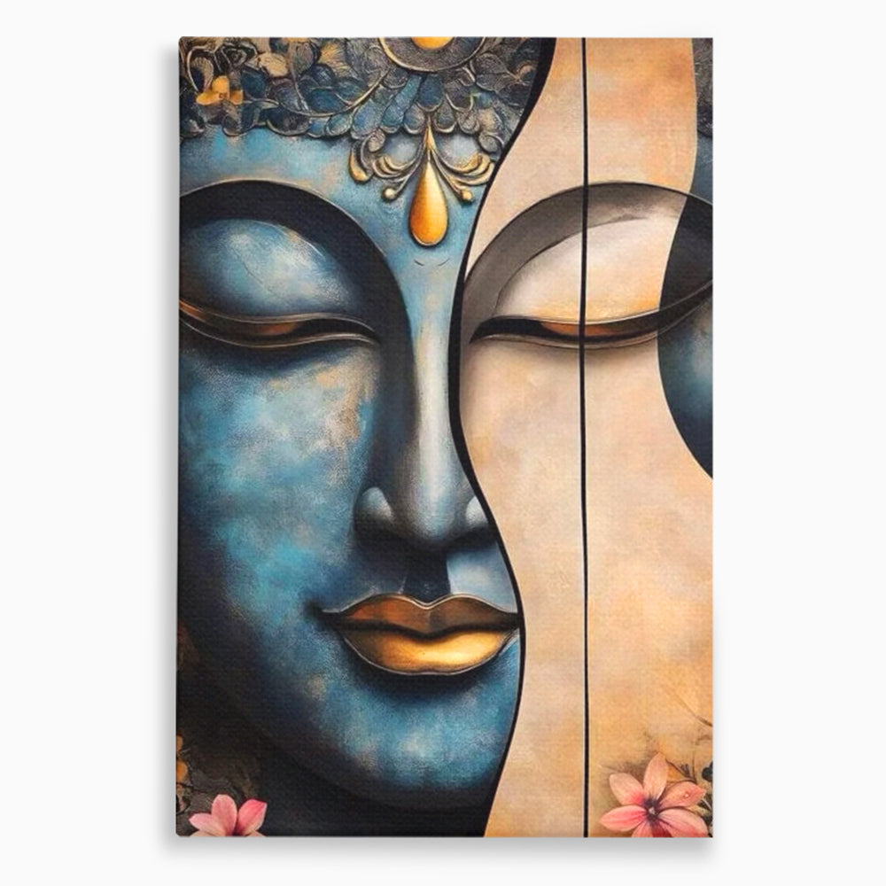 Tablou canvas cu tablou canvas cu chipul lui buddha, fara rama, pe sasiu de lemn